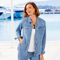Veste denim strass+broderies