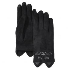 Gants tactiles broderie chat