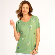 Tee-shirt fleurs et strass
