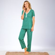 Pyjama met effen kuitbroek